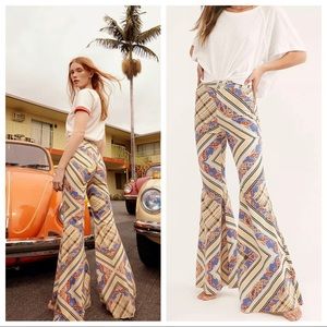 NEW Free People Just Float On Flares Printed Jeans